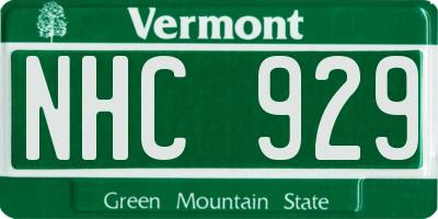 VT license plate NHC929