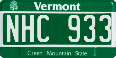 VT license plate NHC933