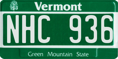 VT license plate NHC936
