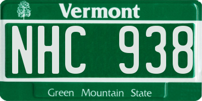 VT license plate NHC938