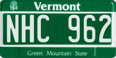 VT license plate NHC962