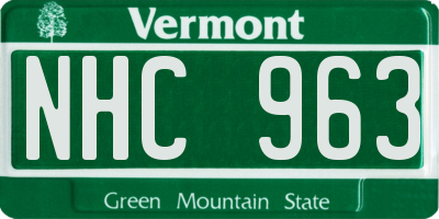 VT license plate NHC963