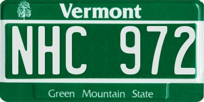 VT license plate NHC972