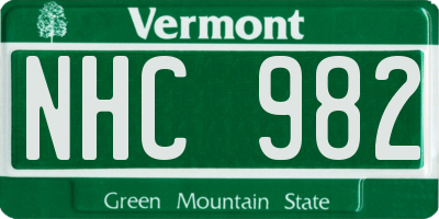 VT license plate NHC982