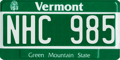 VT license plate NHC985