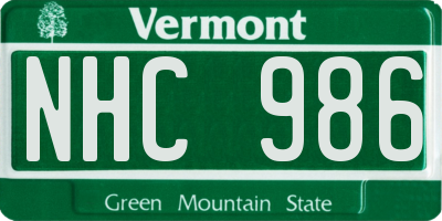 VT license plate NHC986