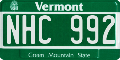 VT license plate NHC992
