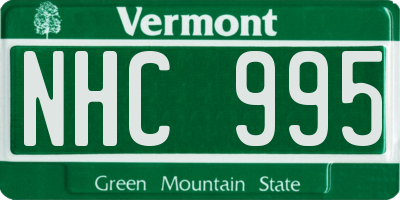 VT license plate NHC995