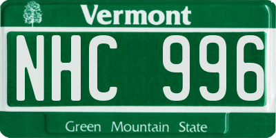 VT license plate NHC996