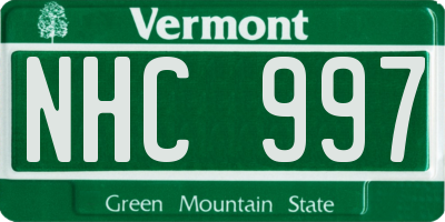 VT license plate NHC997