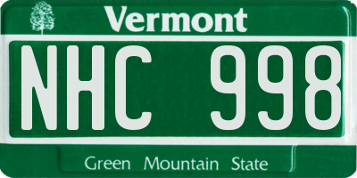 VT license plate NHC998
