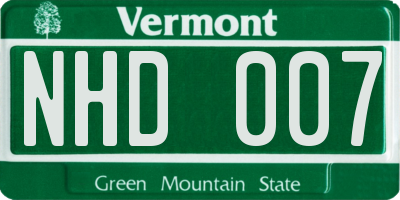 VT license plate NHD007