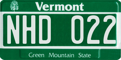 VT license plate NHD022