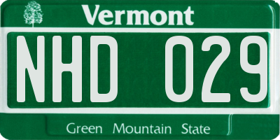 VT license plate NHD029