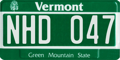 VT license plate NHD047