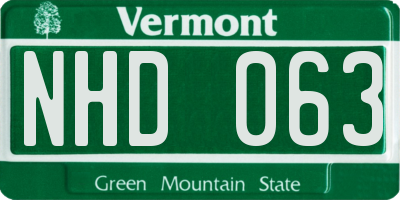VT license plate NHD063