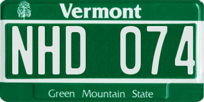 VT license plate NHD074