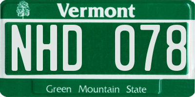VT license plate NHD078