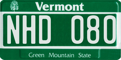 VT license plate NHD080