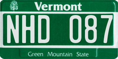 VT license plate NHD087