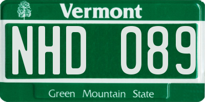 VT license plate NHD089