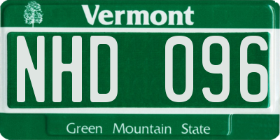 VT license plate NHD096