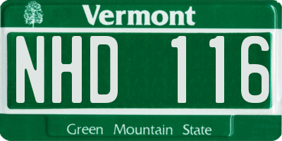 VT license plate NHD116