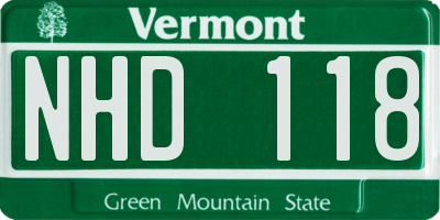 VT license plate NHD118