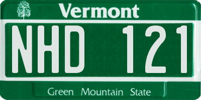 VT license plate NHD121
