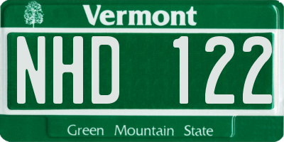 VT license plate NHD122