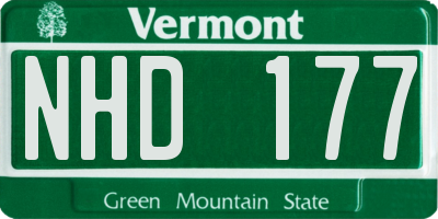 VT license plate NHD177