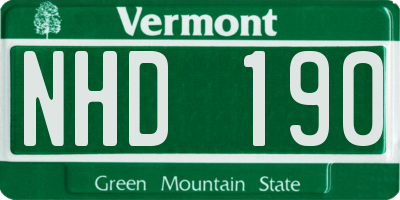 VT license plate NHD190
