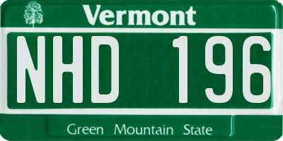 VT license plate NHD196