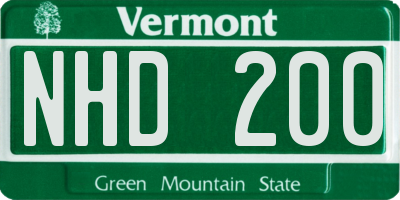 VT license plate NHD200