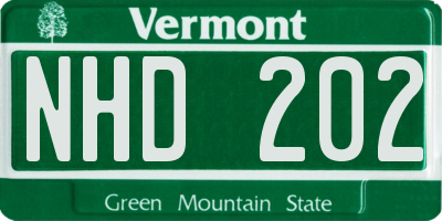 VT license plate NHD202