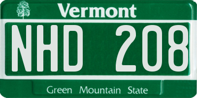 VT license plate NHD208