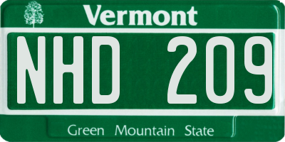 VT license plate NHD209