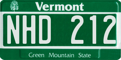 VT license plate NHD212