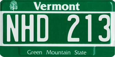 VT license plate NHD213