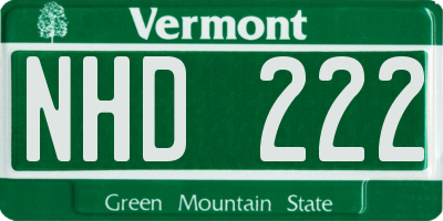 VT license plate NHD222