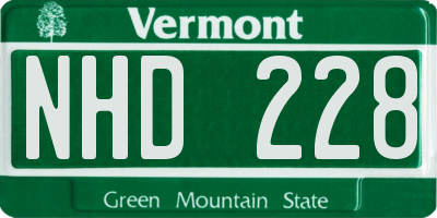 VT license plate NHD228