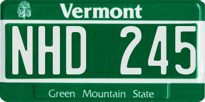 VT license plate NHD245