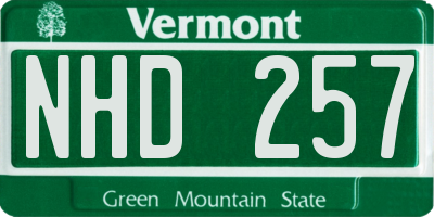 VT license plate NHD257