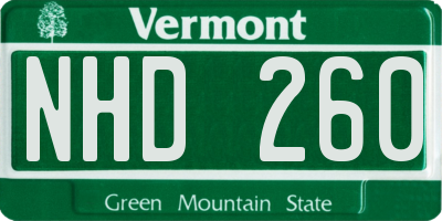 VT license plate NHD260