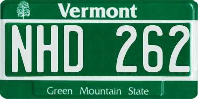 VT license plate NHD262