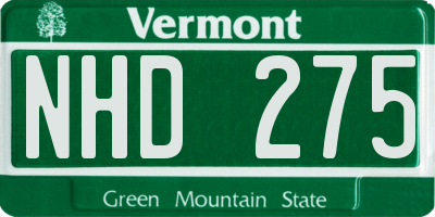 VT license plate NHD275