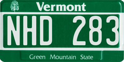 VT license plate NHD283