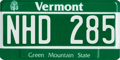VT license plate NHD285