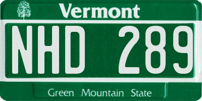 VT license plate NHD289
