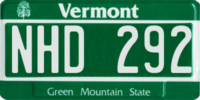 VT license plate NHD292